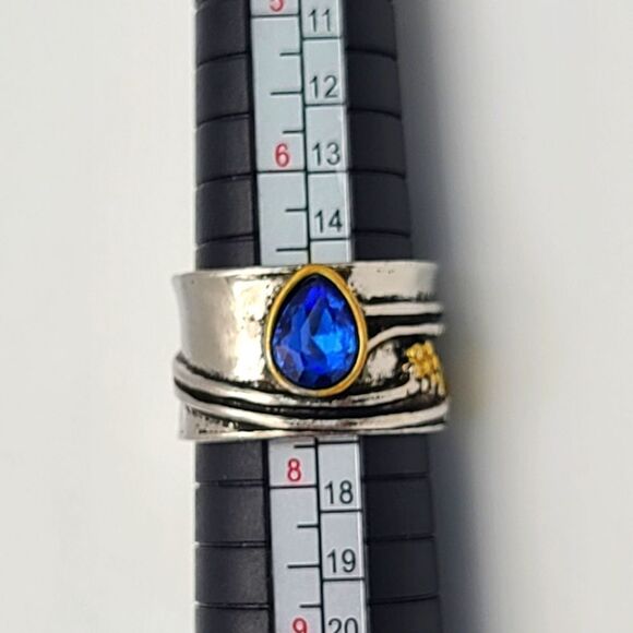 sterling silver with goldtone accent, teardrop blue stone acce… - Picture 7 of 7